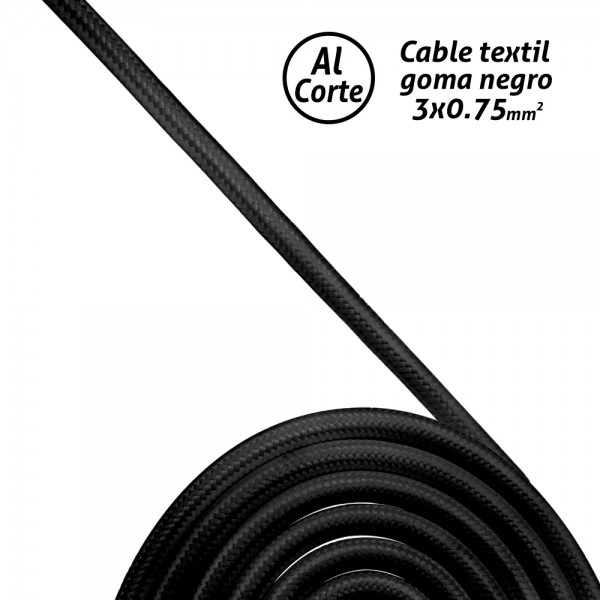 Cable textil 3x0,75 goma negro
