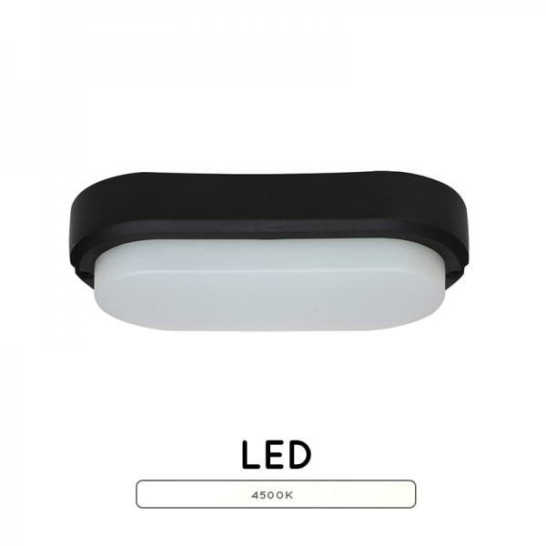 Plafón LED oval 12W IP65 color negro